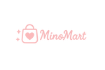 MinoMart logo with a pink shopping bag and heart on a white background